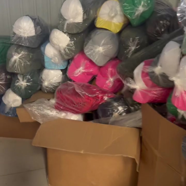 Finished caps bagged and boxed for export